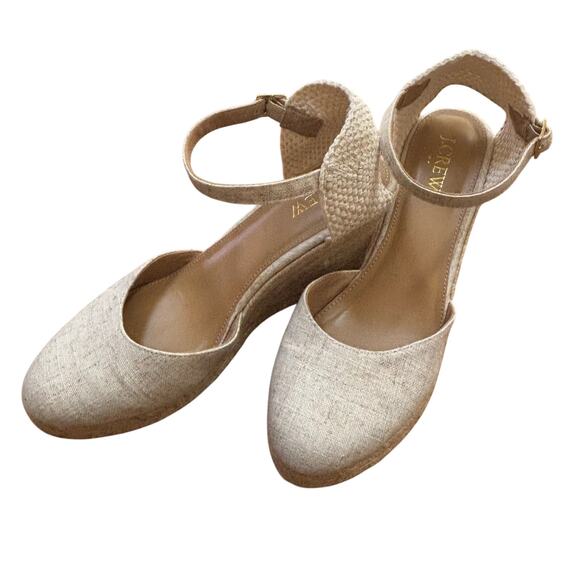 J Crew wedge heel espadrilles ankle strap high heels casual beachy heeled shoes - Picture 2 of 10